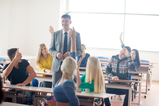 group of students with teacher on class photo