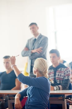 group of students with teacher on class photo