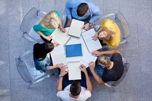 group of students  top view photo