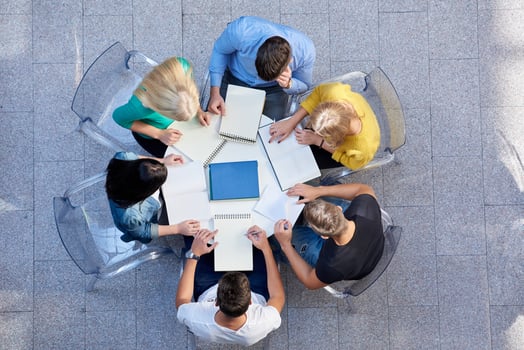 group of students  top view photo