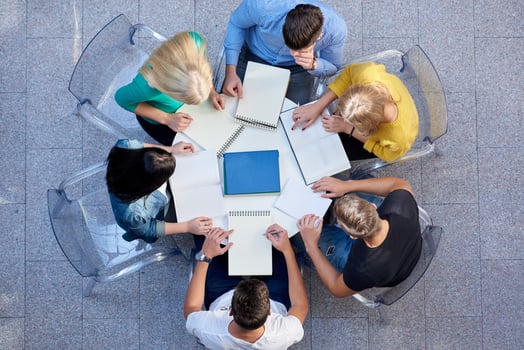 group of students  top view photo
