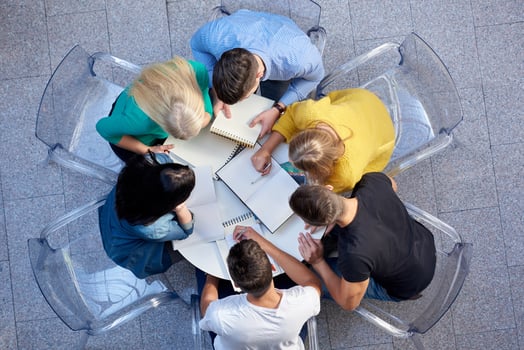 group of students  top view photo