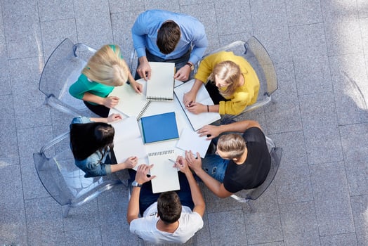 group of students  top view photo