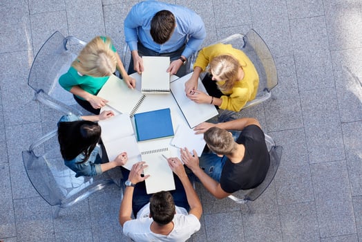 group of students  top view photo