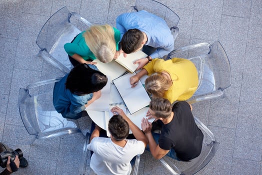 group of students  top view photo