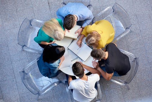 group of students  top view photo