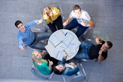 group of students  top view photo