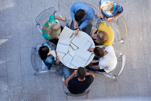 group of students  top view photo