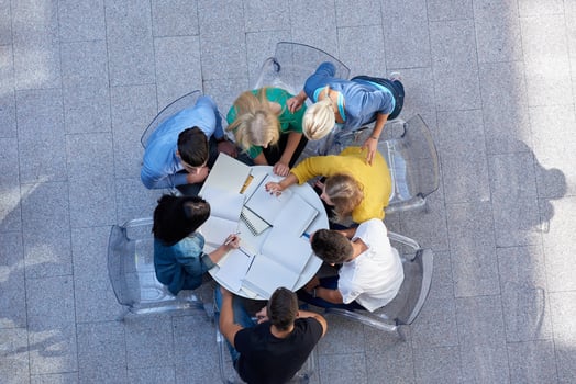 group of students  top view photo