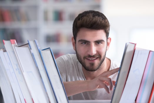 student study  in school library photo
