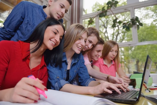 happy teens group in school photo