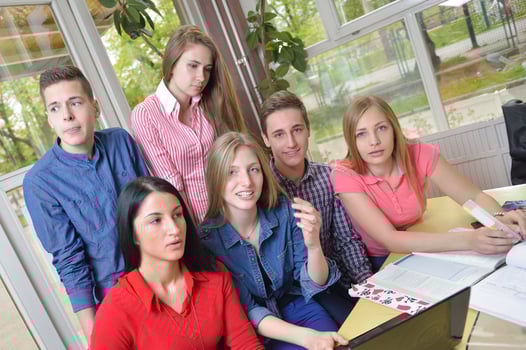 happy teens group in school photo