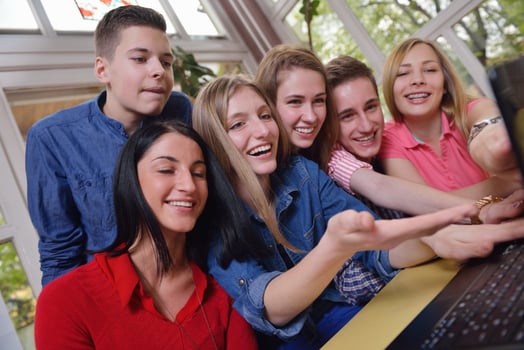 happy teens group in school photo