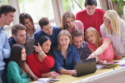 happy teens group in school photo