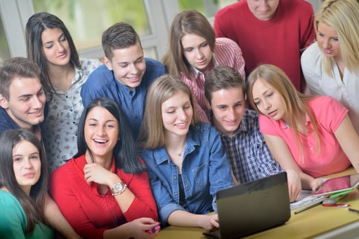 happy teens group in school photo