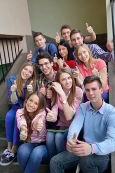 happy teens group in school photo