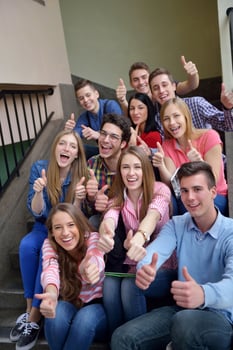 happy teens group in school photo