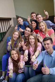 happy teens group in school photo