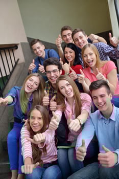 happy teens group in school photo