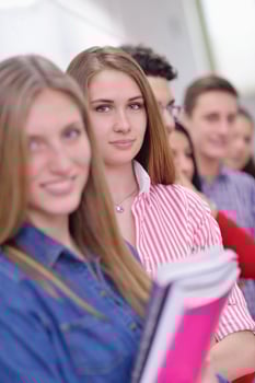happy teens group in school photo
