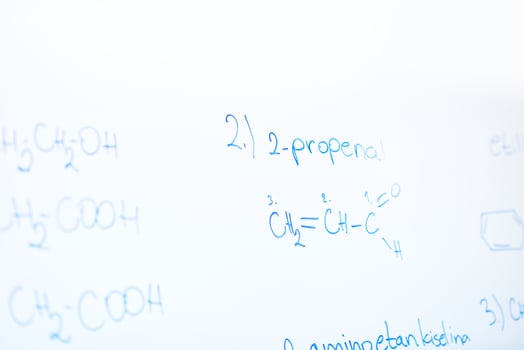chemical molecule structure on white boar photo