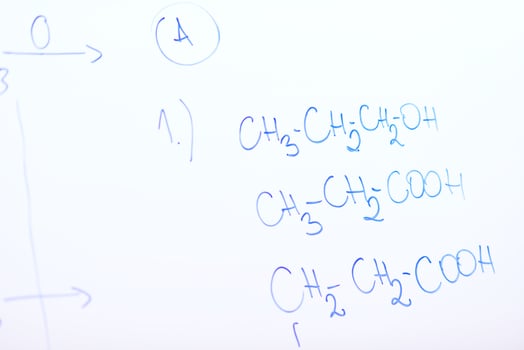 chemical molecule structure on white boar photo