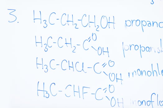 chemical molecule structure on white boar photo