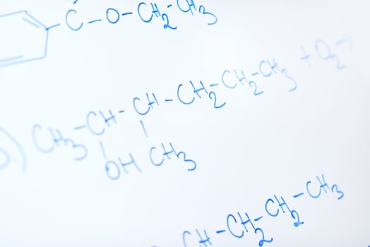 chemical molecule structure on white boar photo