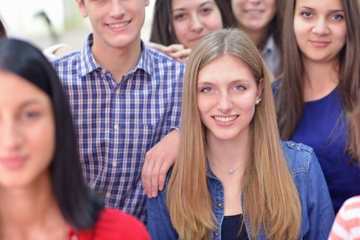 happy teens group in school photo