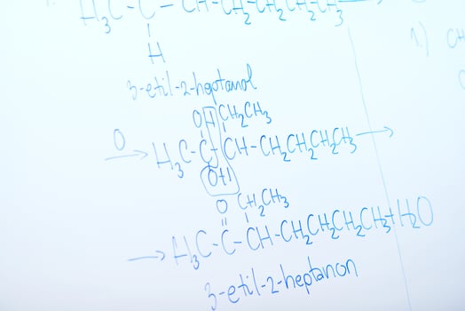 chemical molecule structure on white boar photo