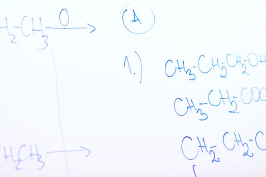 chemical molecule structure on white boar photo