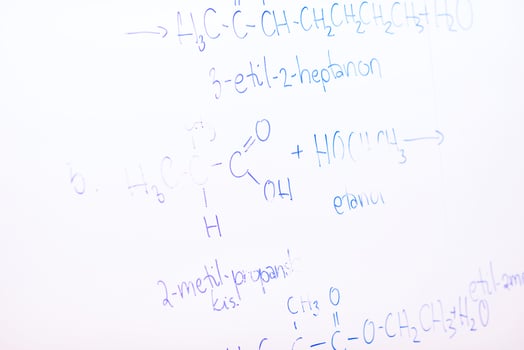 chemical molecule structure on white boar photo