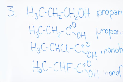 chemical molecule structure on white boar photo