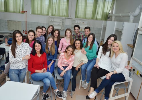 happy teens group in school photo
