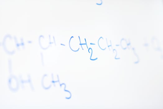 chemical molecule structure on white boar photo