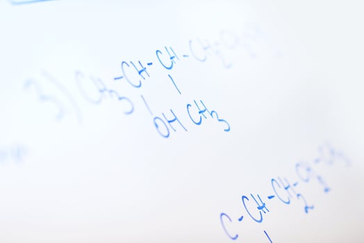 chemical molecule structure on white boar photo