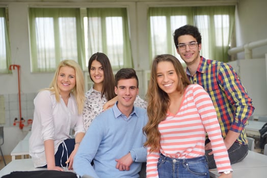 happy teens group in school photo