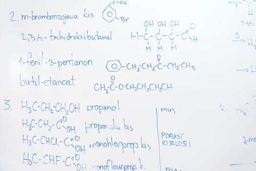 chemical molecule structure on white boar photo