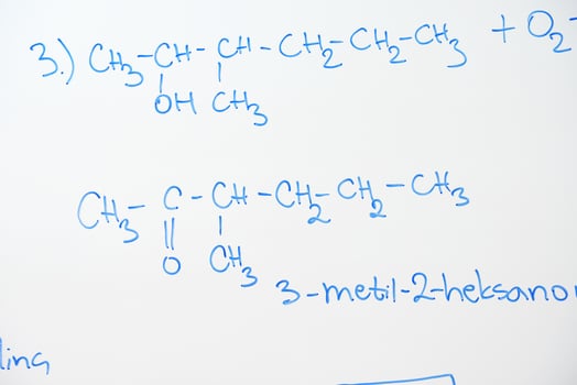 chemical molecule structure on white boar photo