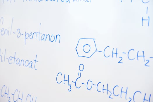 chemical molecule structure on white boar photo
