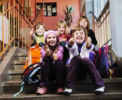 happy children group in school photo
