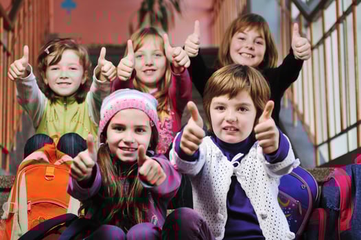 happy children group in school photo