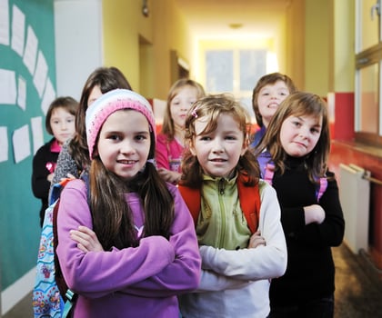 happy children group in school photo