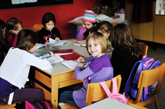 happy children group in school photo
