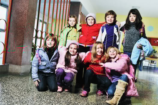 happy children group in school photo