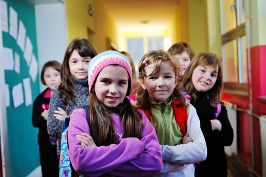 happy children group in school photo