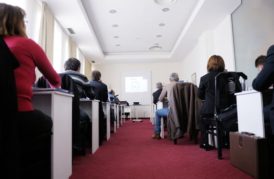 business people group on seminar photo
