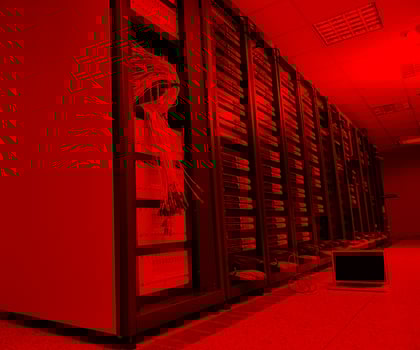 laptop computer at server network room photo