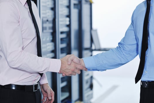 it engineers in network server room photo