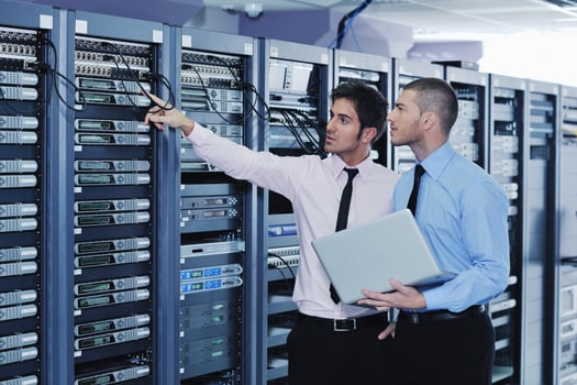 it enineers in network server room photo